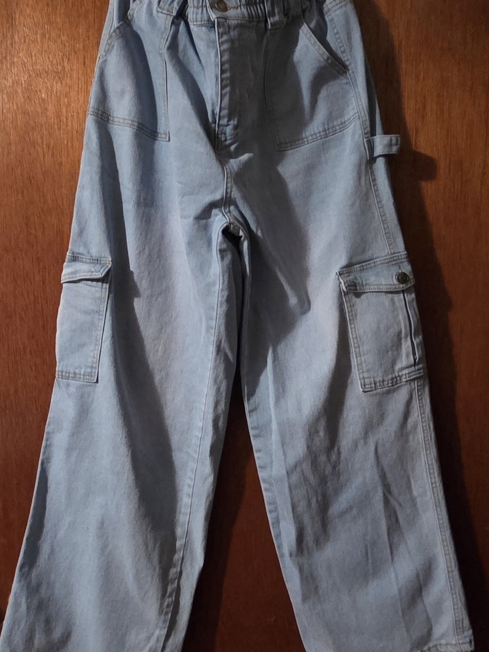 Light Blue Cargo Workwear Pants - Women's Relaxed Fit